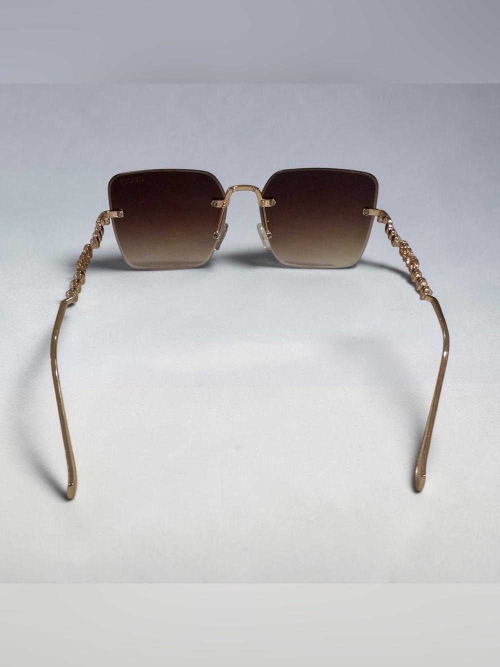 Brown Gradient Rimless Square Sunglasses - Picture 4 of 6